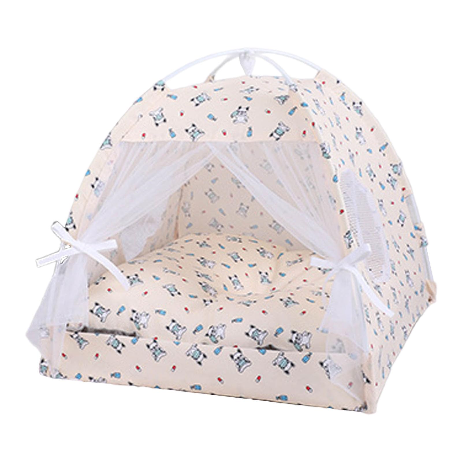 Tente pour animal domestique portable amovible respirant Tipi Chiens Chats Intérieur Extérieur Niche pour Camping Pratique