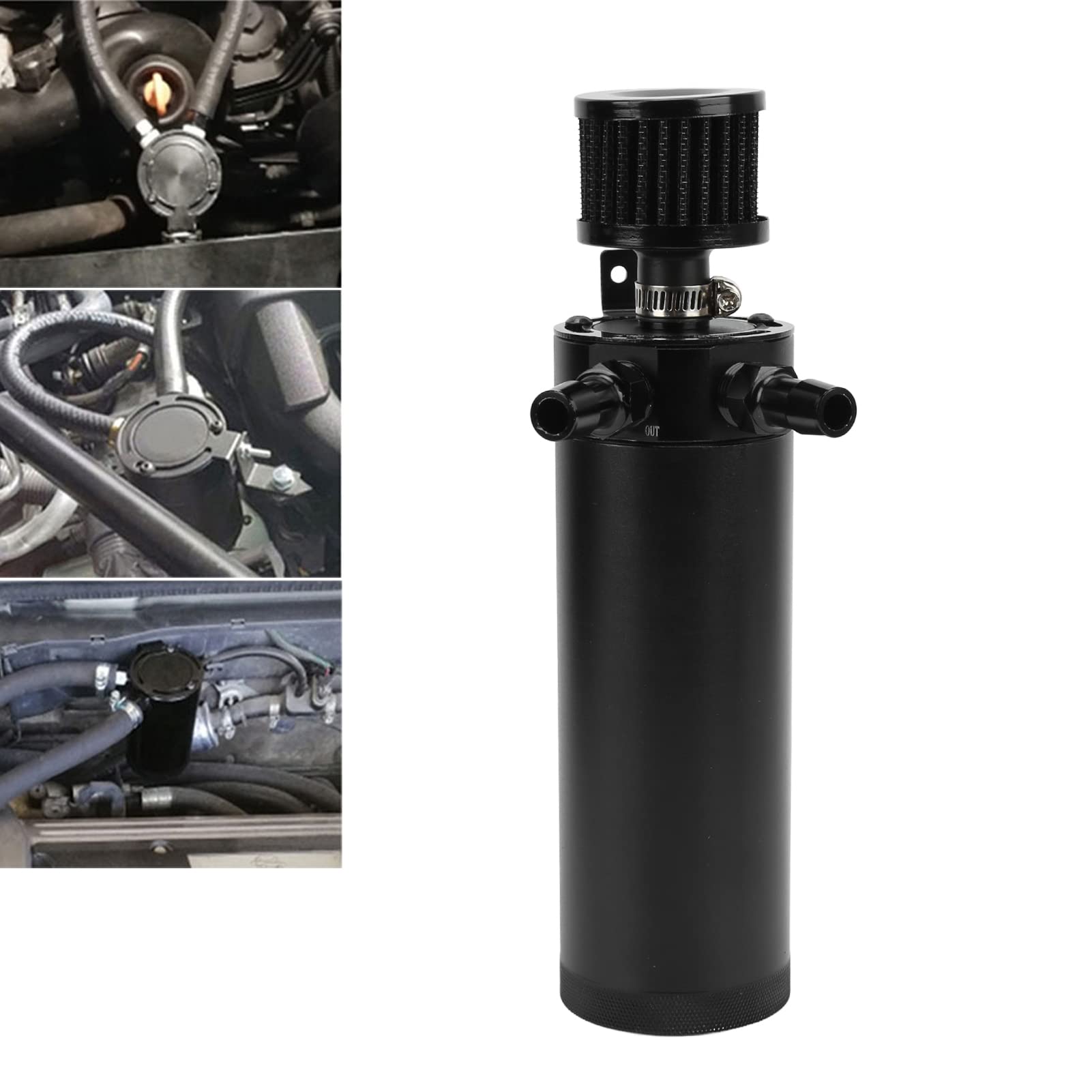 Lata De Captura De Aceite Universal De 2 Puertos, Separador De Aceite Del Tanque De Depósito De Aceite, Kit De Lata De Captura De Aceite Con Filtro De Ventilación Para Motor De Camión De Coche