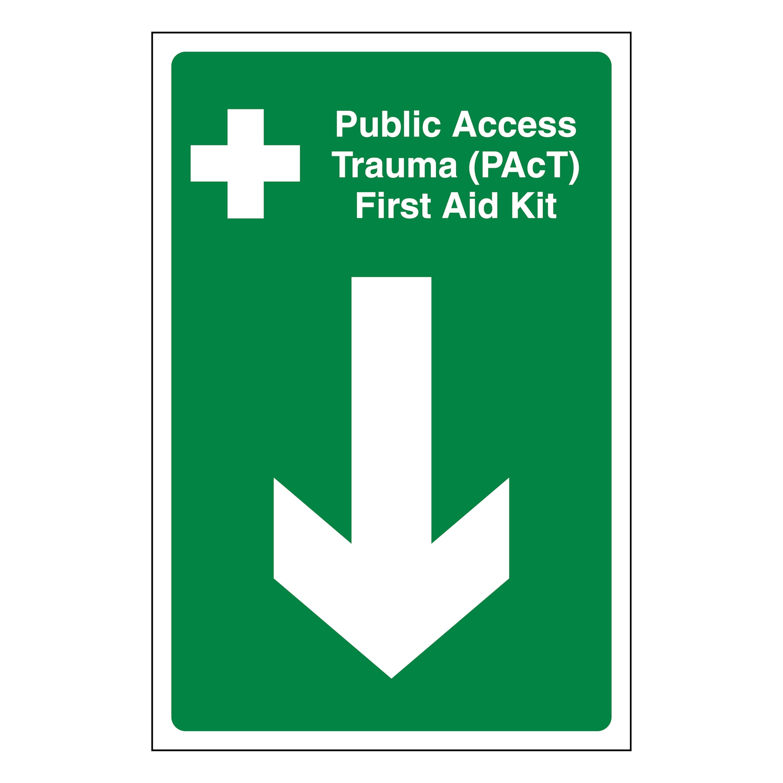 V Safety Public Access Trauma (PAcT) First Aid Kit Arrow Down 300 x 400mm - 1mm Rigid Plastic