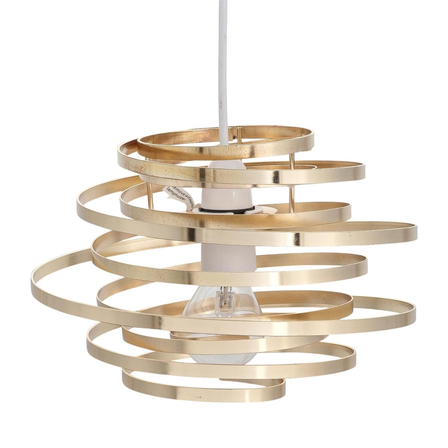 Firstchoicelighting Gold Modern Metal Swirl Ceiling Light Shade Metal Easy Fit Lightshade - No Wiring Required Modern Design Lampshade Height 25Cm Diameter 23Cm