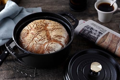Staub 1103425 Black Cast Iron 13.25 Qt. Round Cocotte