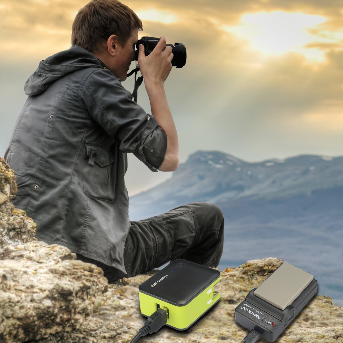 Newmowa Ersatz BLS-5 Batterie (2er Pack) und tragbar USB Ladegerät Kit für Olympus BLS-5, BLS-50, PS-BLS5 Olympus OM-D E-M10, Pen E-PL2, E-PL5, E-PL6, E-PL7, E-PM2, Stylus 1