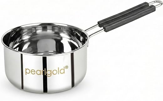 Premium Stainless Steel Tea Pan Saucepan Tapeli Patila | Induction Friendly Heavy Duty Milk & Chai Boiling Pot Flat Base | Multipurpose Steel Pan…