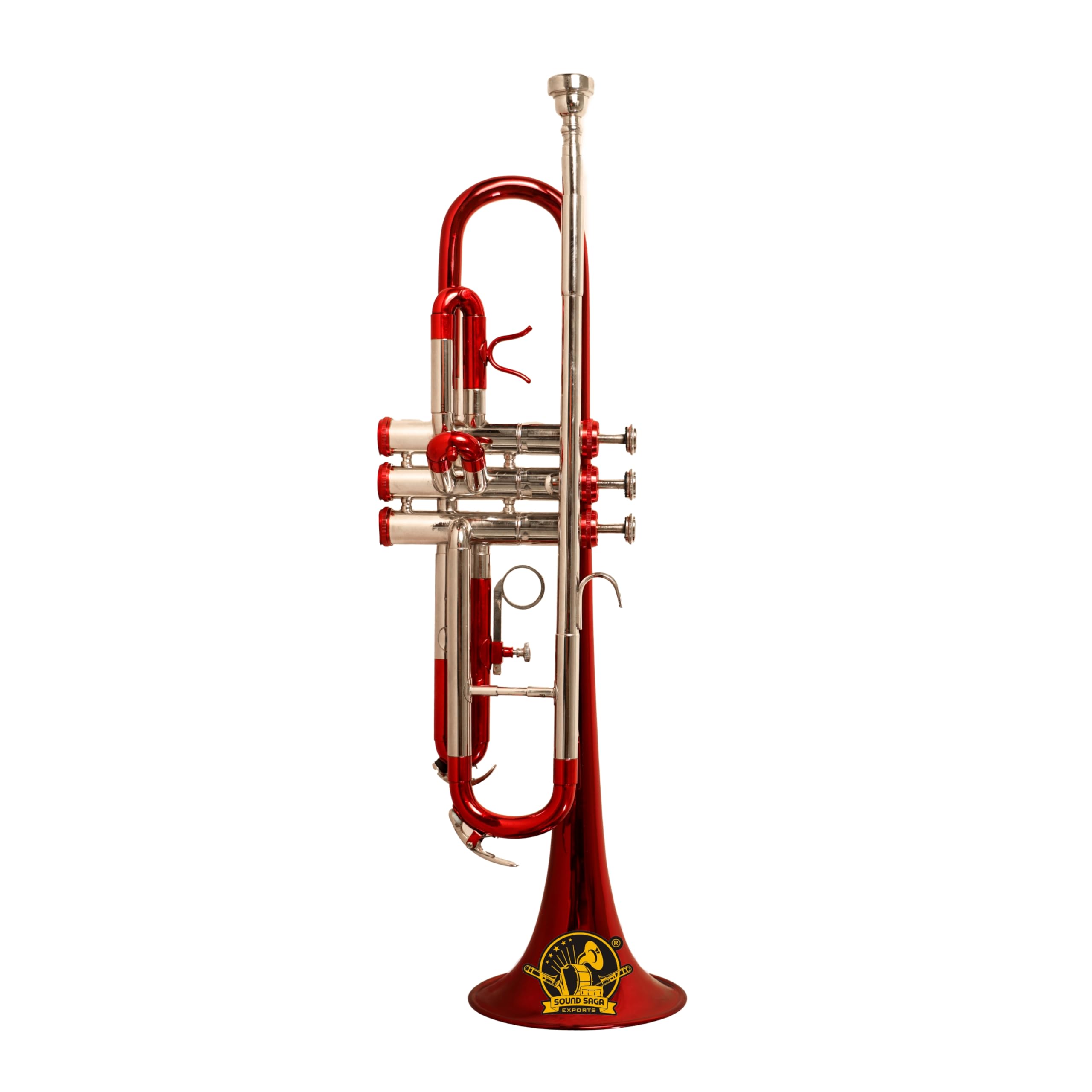 Tromba in Sib, strumento a fiato in ottone, valvole lisce, per principianti, studenti e intermedi con bocchino e custodia rigida (argento rosso)