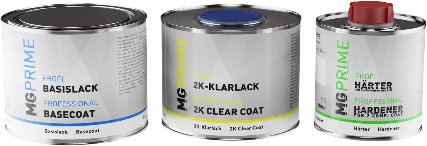 Pantone 877C Silver Metallic/Grey Metallic Paint can set base coat ready-for-spraying + 2K clear coat silk mat 1.25l