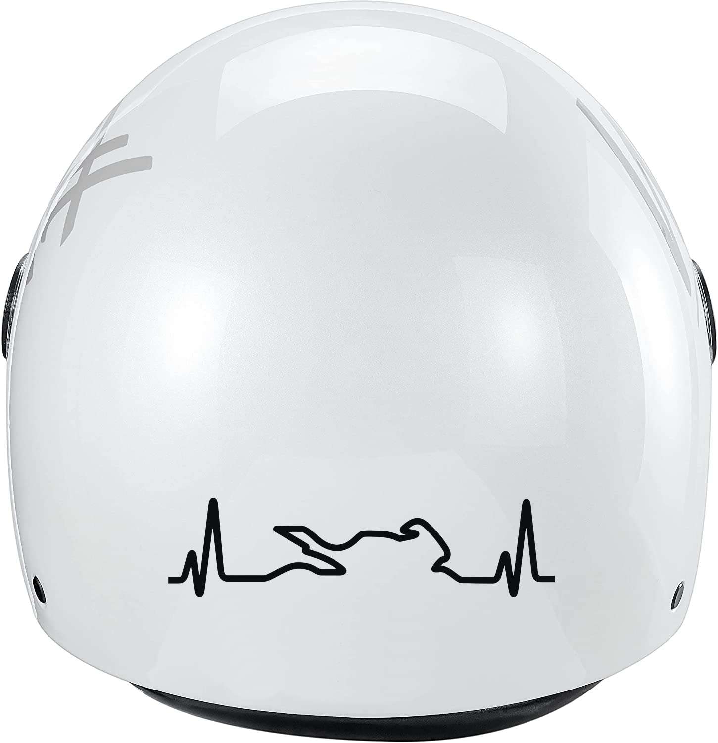 Kit 2 Adesivi Casco Moto Cuore Che batte cardiopalma segni Vitali cardiogramma Decalcomanie Scegli Colore e Misura -cod. 1659- (070 Nero, cm 12 x 3 (cadauno))