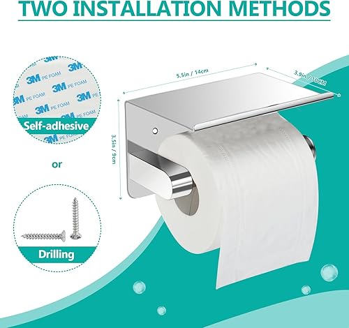 Miniatura 8 de Soporte de papel higiénico para baño, soporte de papel higiénico con estante, soporte de papel higiénico con estante, soporte de papel higiénico