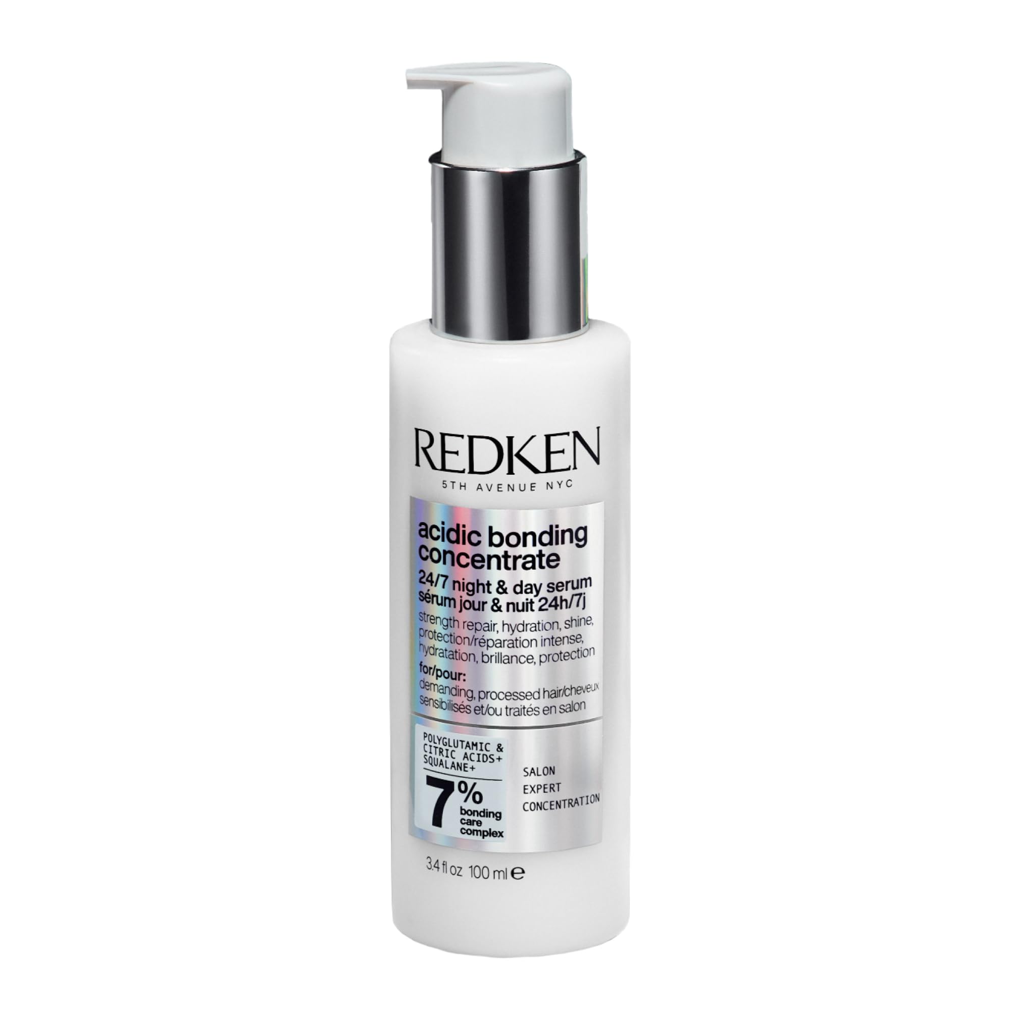 Redken Acidic Bonding Concentrate 24/7 Night And Day Hair Serum,Bond Repair For Damaged Hair, Formulated With Citric Acid, 100ml