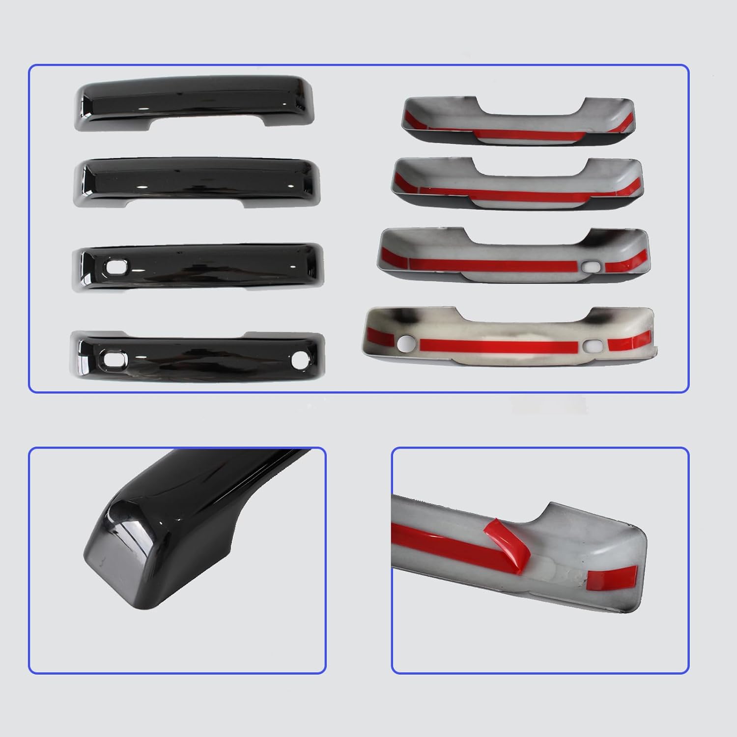 AUCERAMIC Gloss Black Exterior Door Handle Covers Trim Fit for Ford F-150 2021-2025, for Ford F-250/F-350 Super Duty 2023-2025 (with Smart Keyhole)