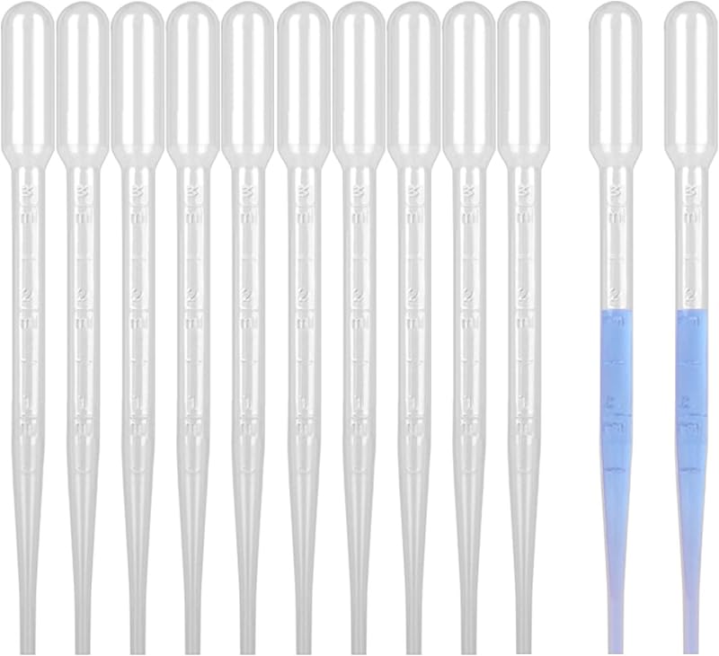 moveland 3ML Plastic Pipettes Disposable for Makeup Tool, Class, Crafting | 10 PCS, Leak-Proof Design, Calibrated Scale, Soft & Flexible, Food-Grade Plastic, for Aquariums, Oils, Pet Food, Painting