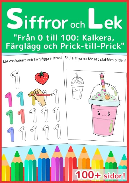 Portada de Siffror och Lek från 0 till 100: Serien Börja med Glädje: Stor övningsbok för förskolan: Lär dig skriva siffror med kalkering, målarbilder och prick-till-prick för barn 3-5 år
