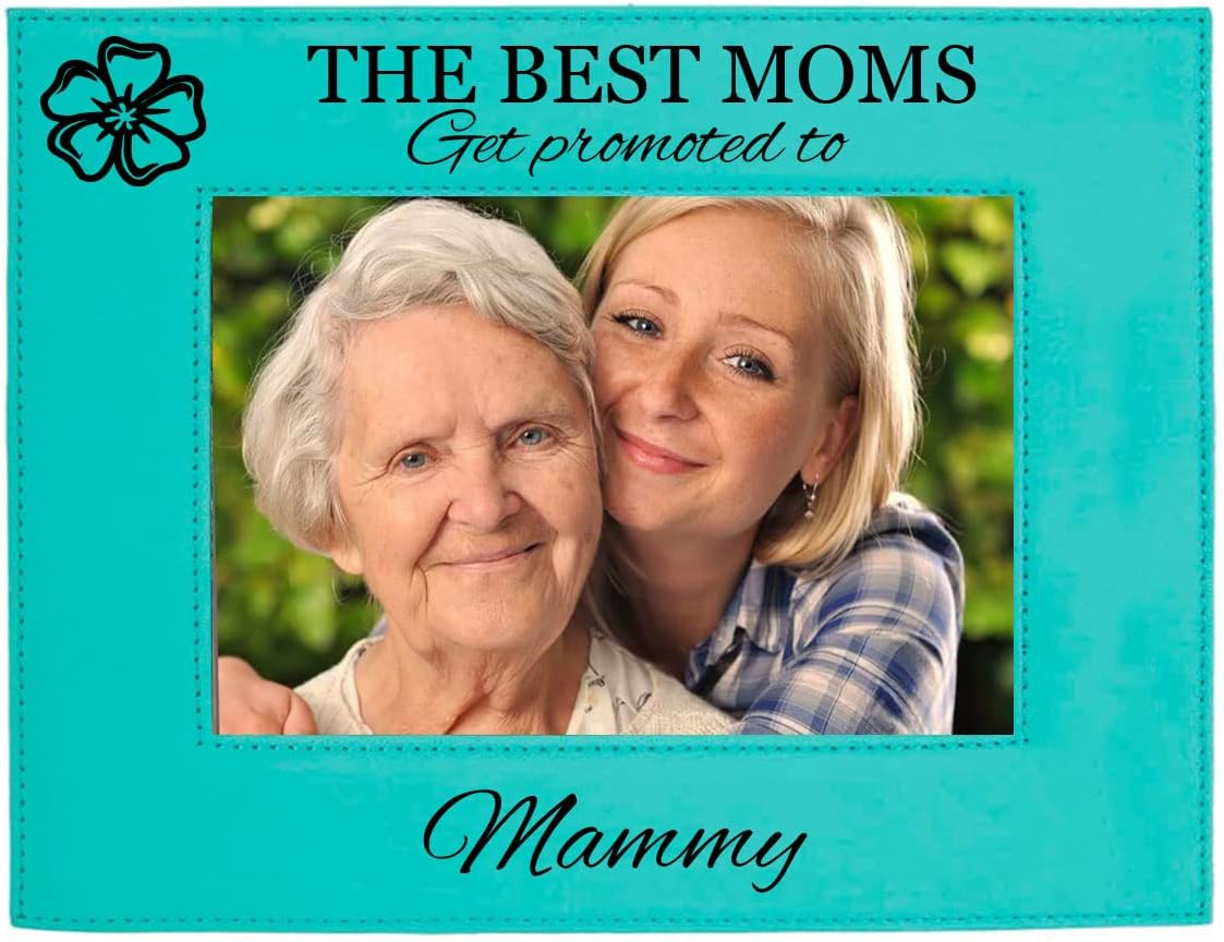 CustomGiftsNow The Best Moms Get Promoted to Mammy Black Leatherette Wall Hanging/Tabletop 8x10 Landscape Vertical Picture Group Family New Grandchild Baby Photo Frame