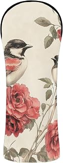 Nander Two Birds on The Red Rose Branch Golf Club Covers for Men Women,Golf Headcovers Set with Interchangeable Tags for Woods, Driver, Hybrid - Weather Resistant,1Pack