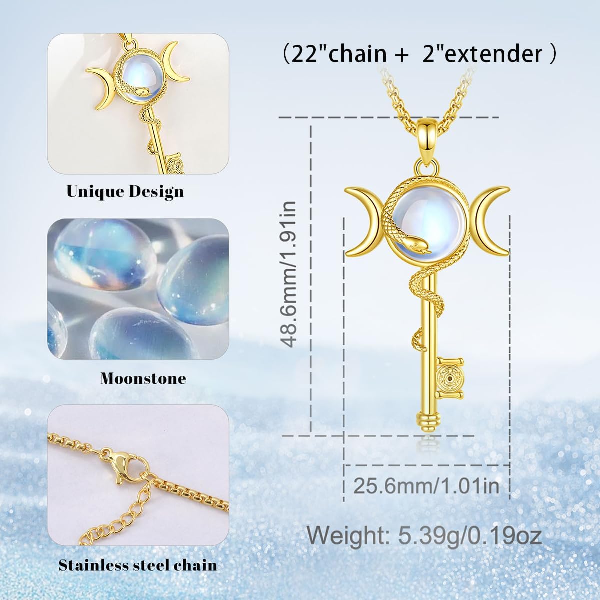 INFUSEU Mystical Hecate Triple Moon Goddess Necklaces, Divine Feminine Protection Gifts - Image 5