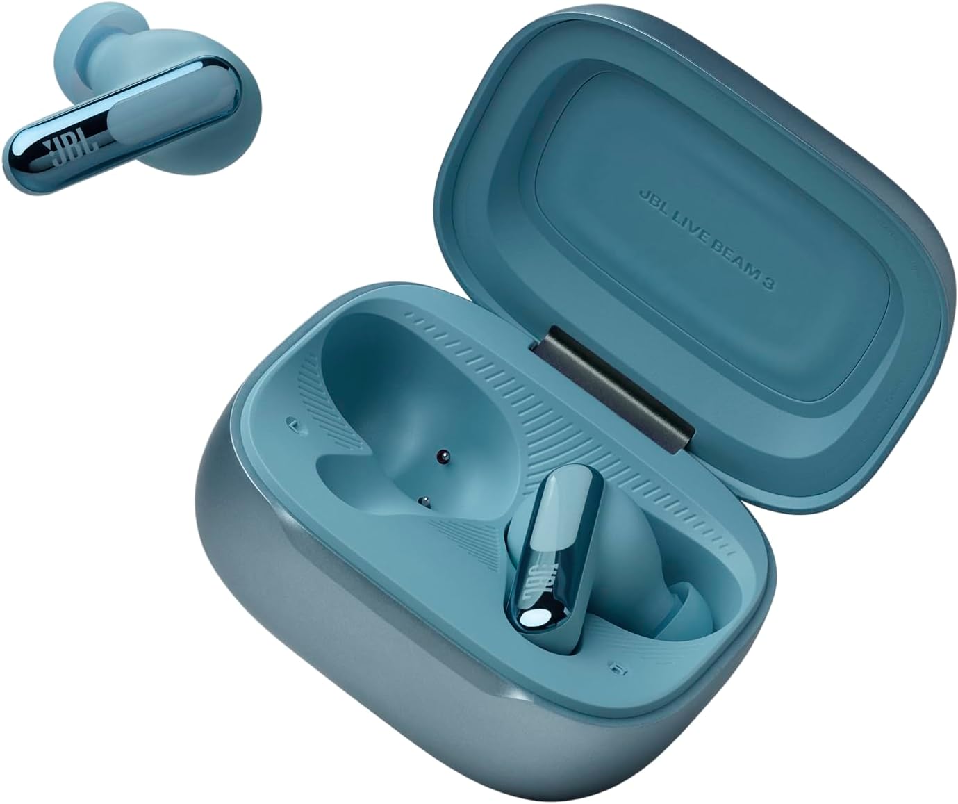 JBL Live Beam 3 - True Wireless Noise-Cancelling Stick-Closed Earbuds, 48Hrs Total Playback, Wireless Charging, 6 Mics for Perfect Calls, Multi-Point Connection, IP55 Waterproof and dustproof (Blue)
