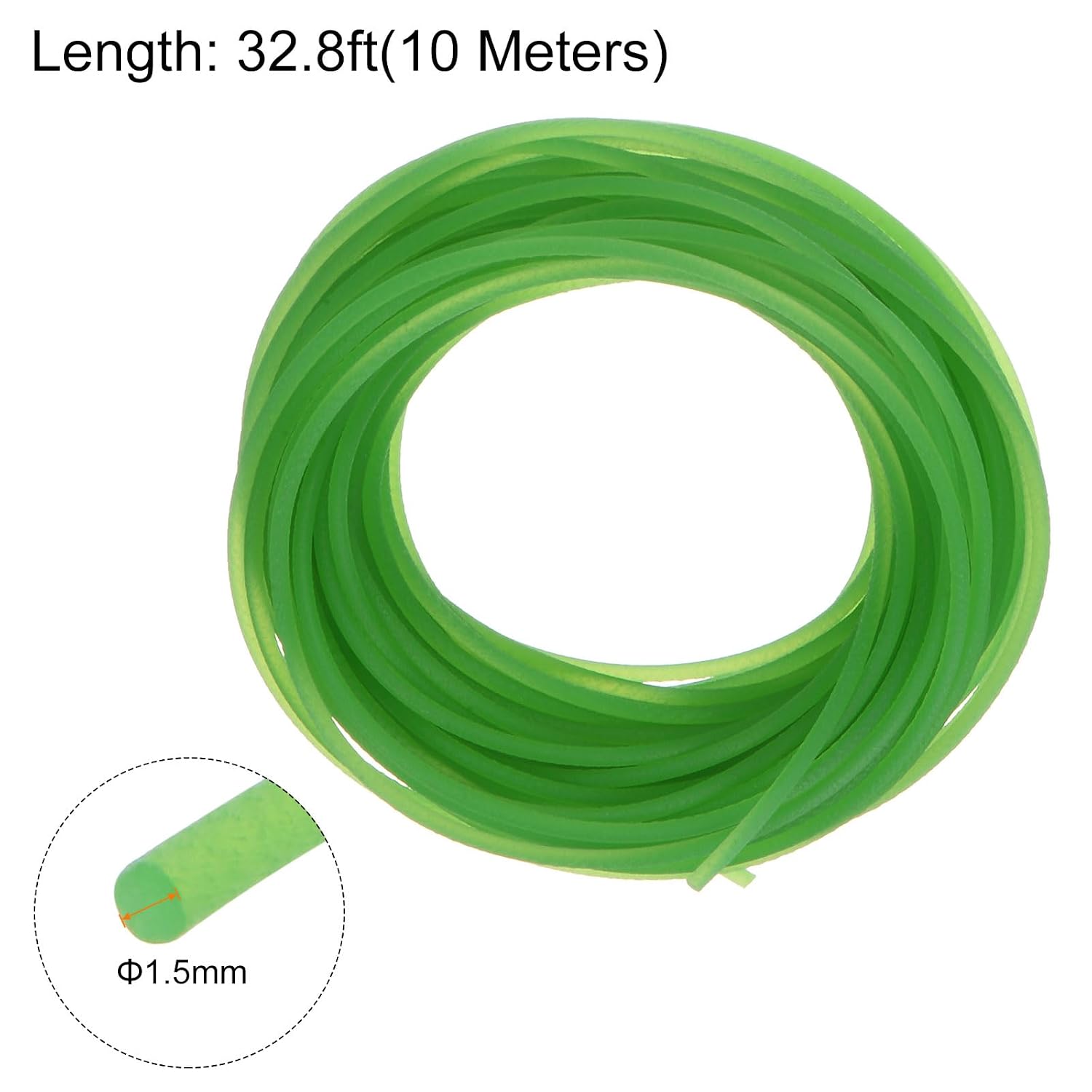 HARFINGTON Polyurethane Round Belts 1.5mm Dia 32.8ft(10 Meters) Length Rough Surface PU Urethane Belt for Drive Transmission, Green