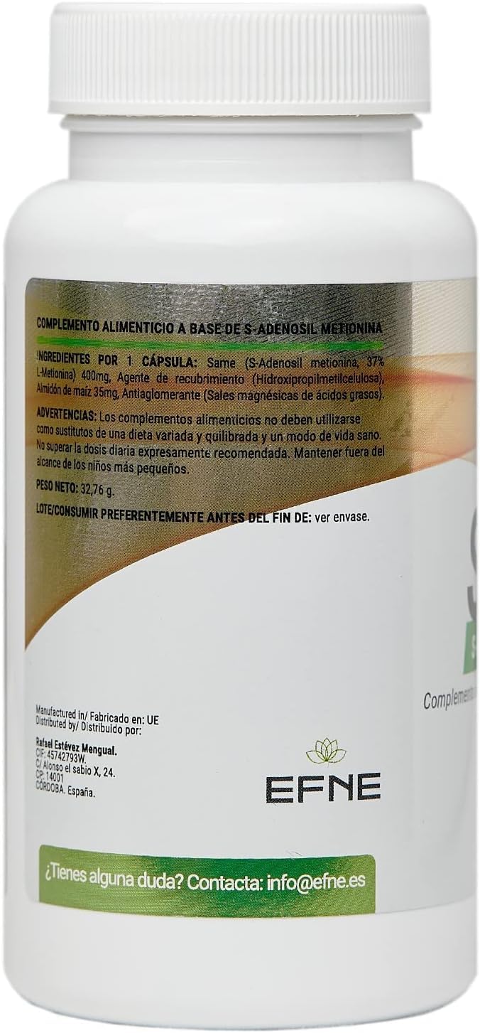 EFNE | SAME 400 mg | S-Adénosyl Méthionine | Haute dose | 60 gélules végétaliennes | Réparation cellulaire + Amélioration de l'humeur + Réduction des Douleurs Chroniques |
