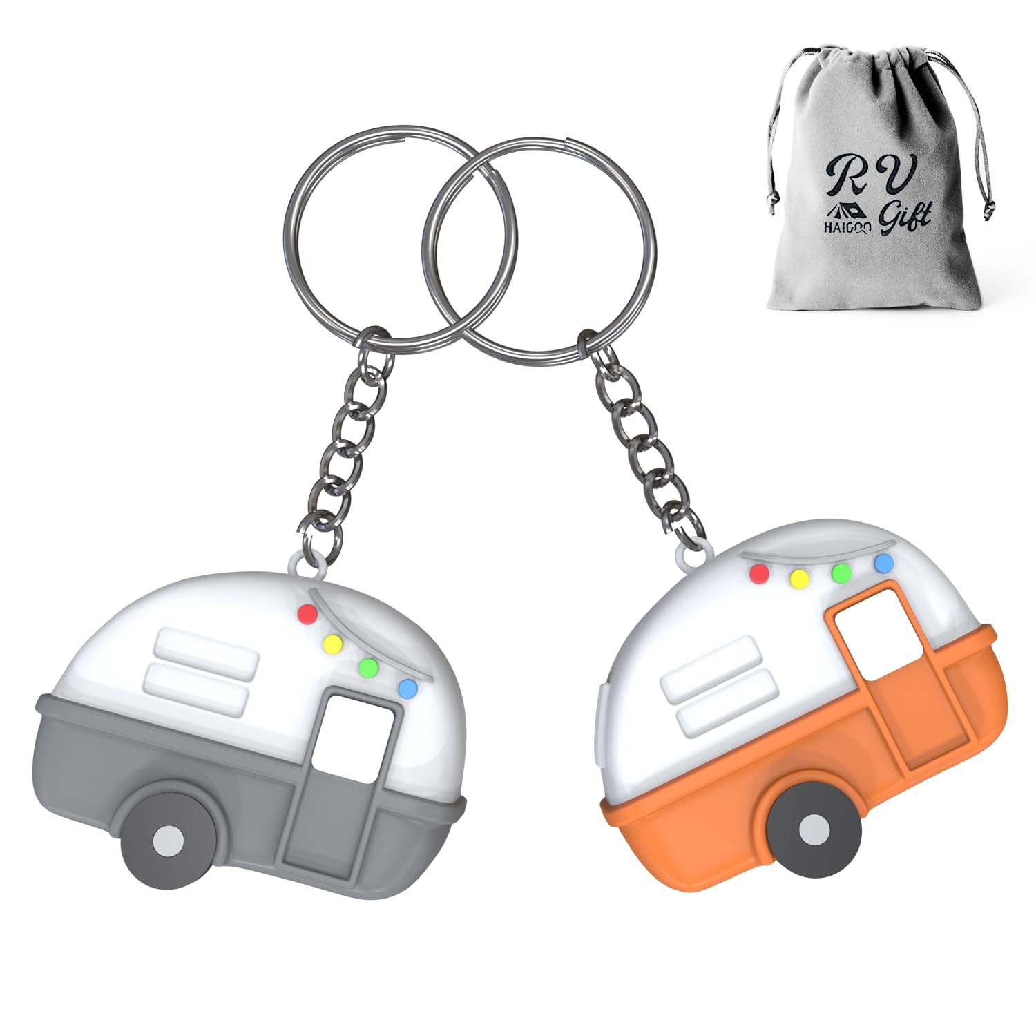 Camper Keychain Happy RV Keyring RV Keychain Couples Keychain Set Gifts for Men Women Camping Accessories 2 Pack