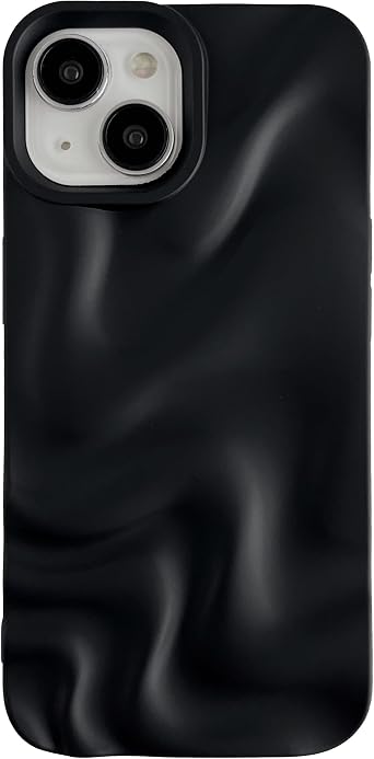 Caseative for iPhone 15 Case, Black | Water Ripple Pattern Wave