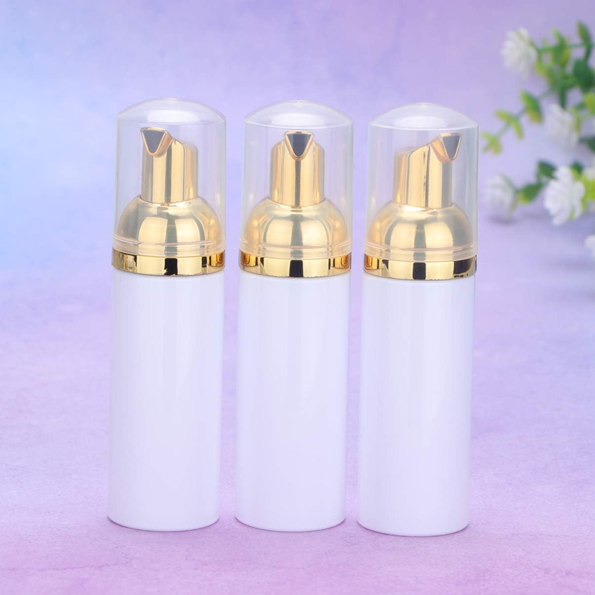 Shampoo Clear Container 6Pcs Foam Bottle with Pump, Empty Travel Foaming Dispensers Plastic Foam Pump Bottles for Shampoo, Body Wash, Golden Airless Pump Bottles Soap Dispenser