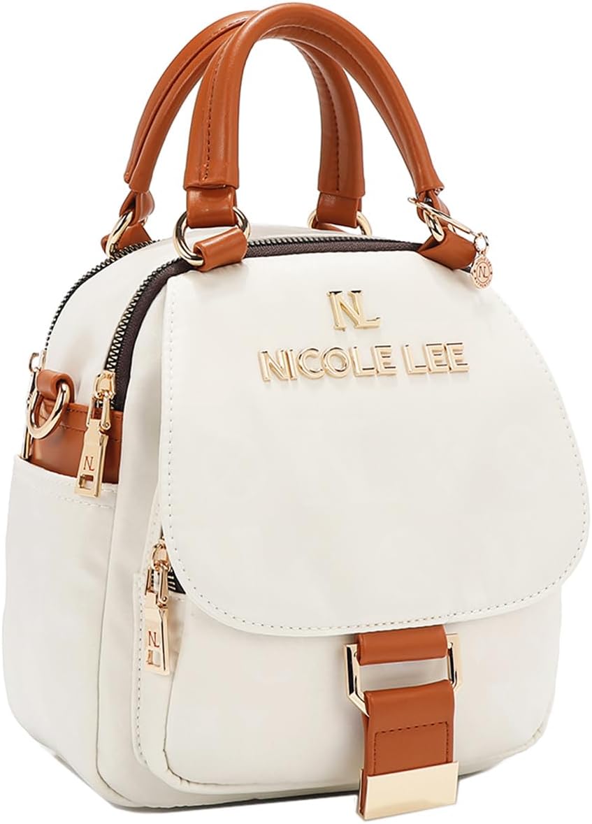 Nicole Lee Multi-Wear Dome Shoulder Bag, Polyester with Vegan Leather, Dual Compartments