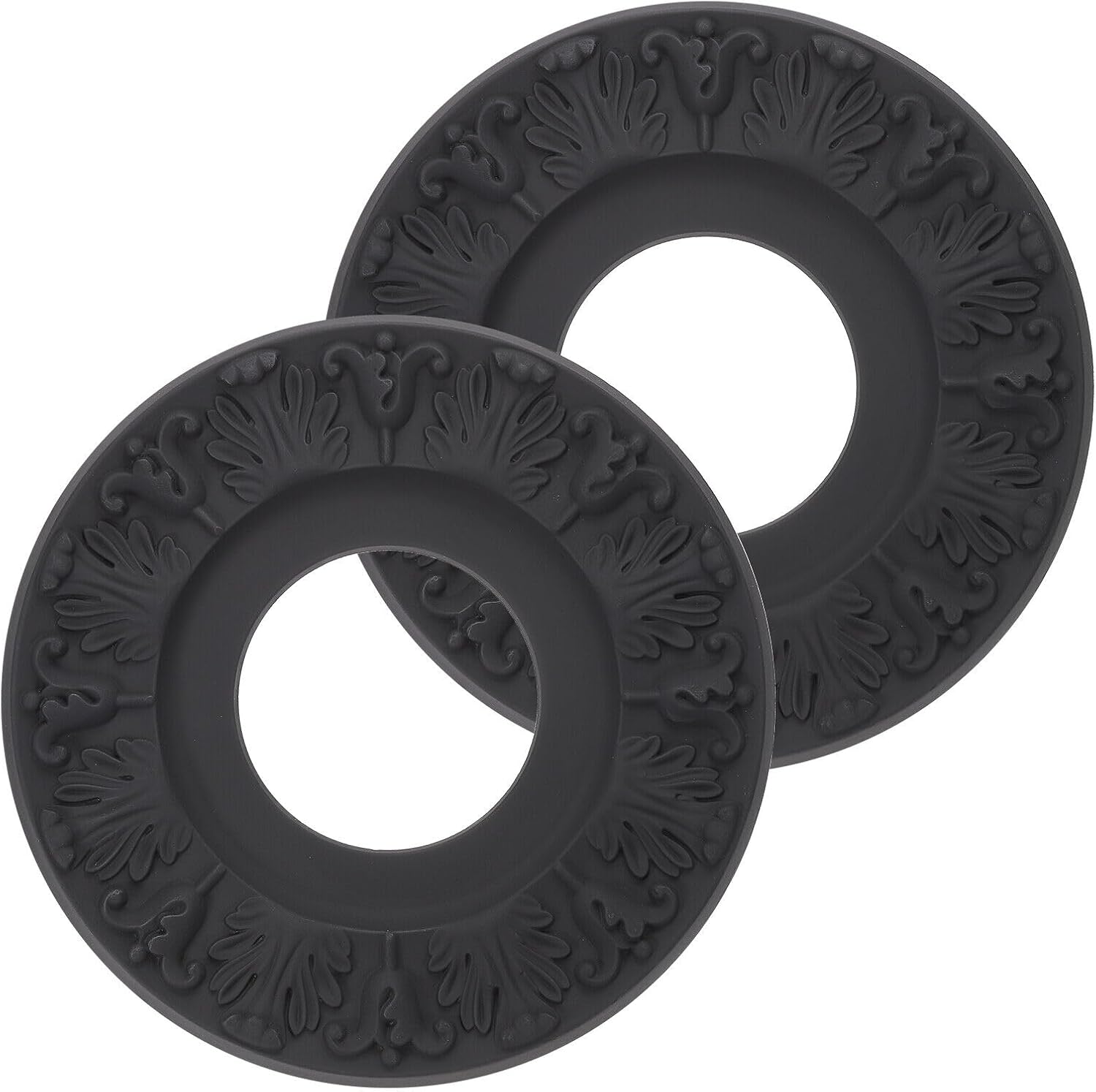 Home and Garden Parts Ceiling Medallion 2 Pcs 10" OD x 4" ID 3D Carving Chandelier Medallion Black #CN/251024/14664