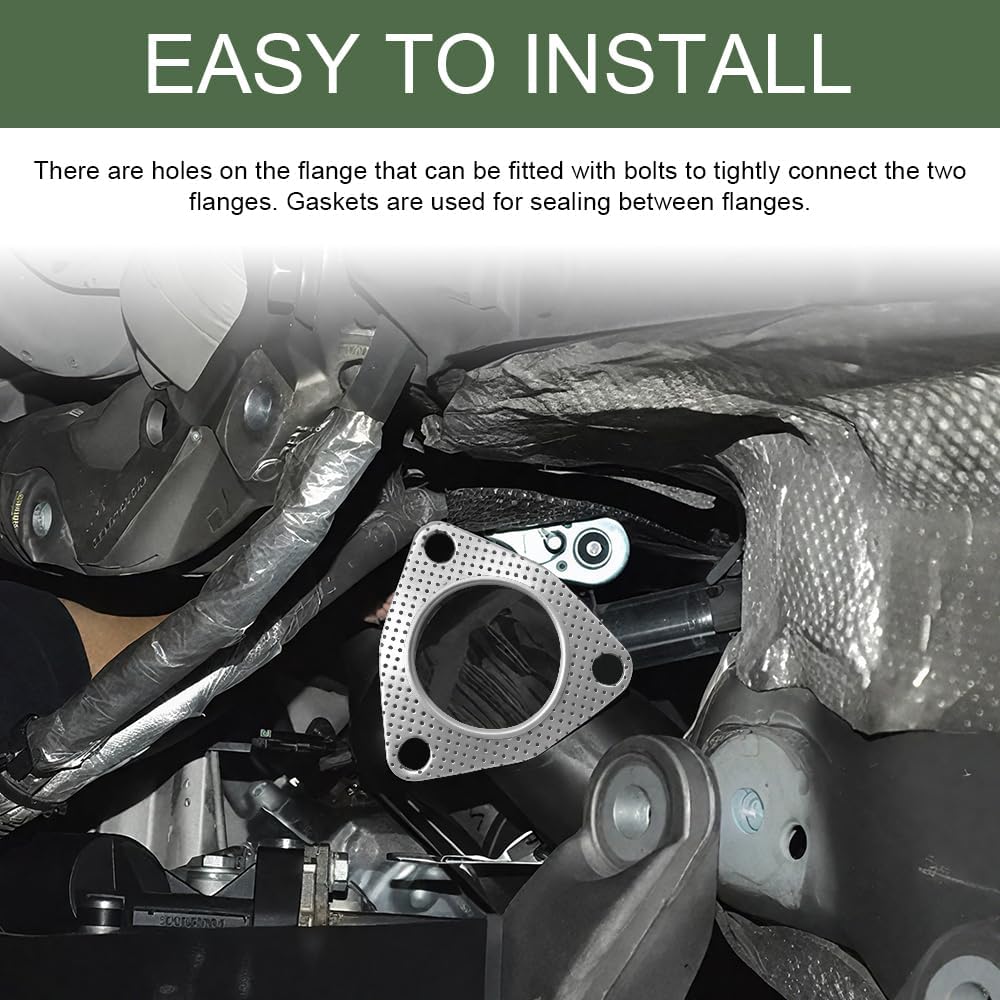 2PCS Exhaust Gasket, Professional Exhaust Manifold Gaskets, 2.5" Three-Bolt Exhaust Flange Gaskets, Durable Catalytic Converter Gasket Replacement Accessories Suitable for Most Cars