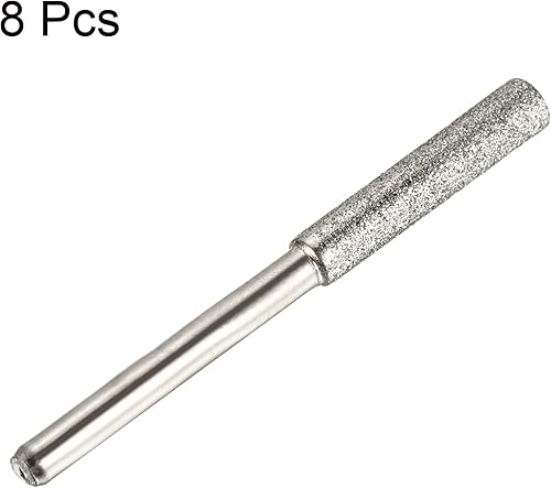 Miniatura 8 de PATIKIL Sacapuntas de motosierra de diamante de 732 pulgadas, paquete de 8 herramientas de archivo de pulido de piedra afiladora, color plateado