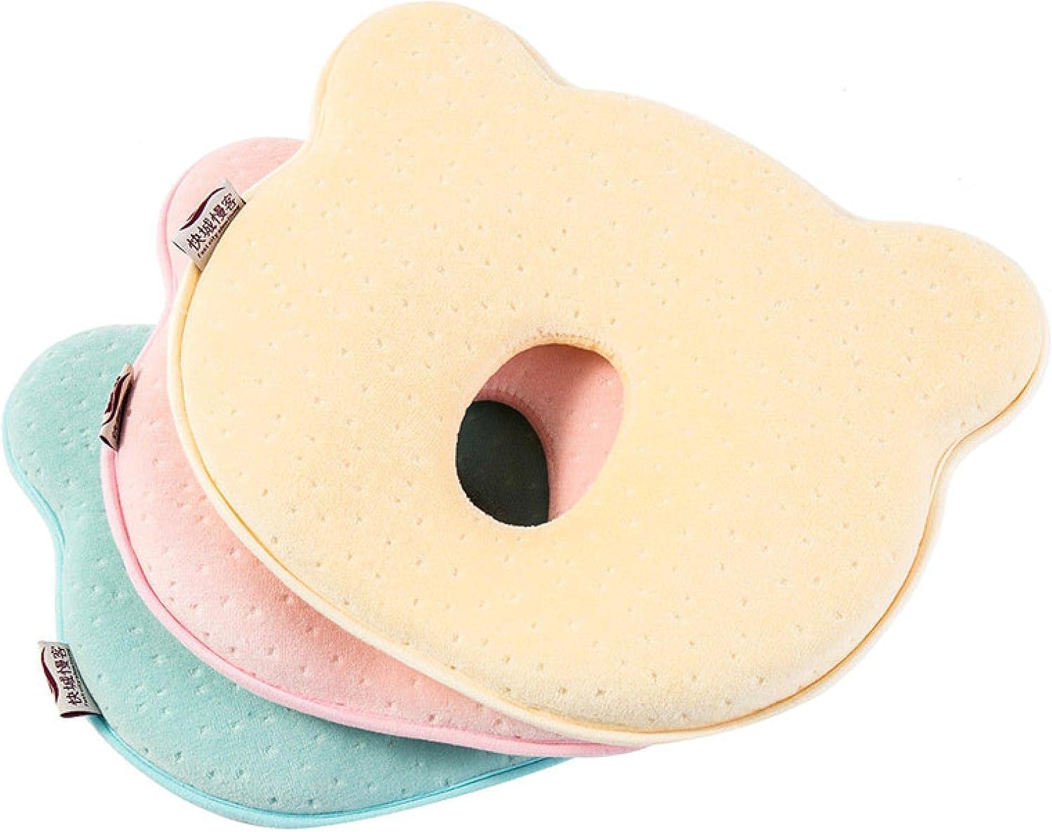 New Baby Crib Pillow Prevents Soft Sleep, Fixed Safety headrest, Cute Protective Flat Head Memory Foam Cushion for Sleep Support. : Baby