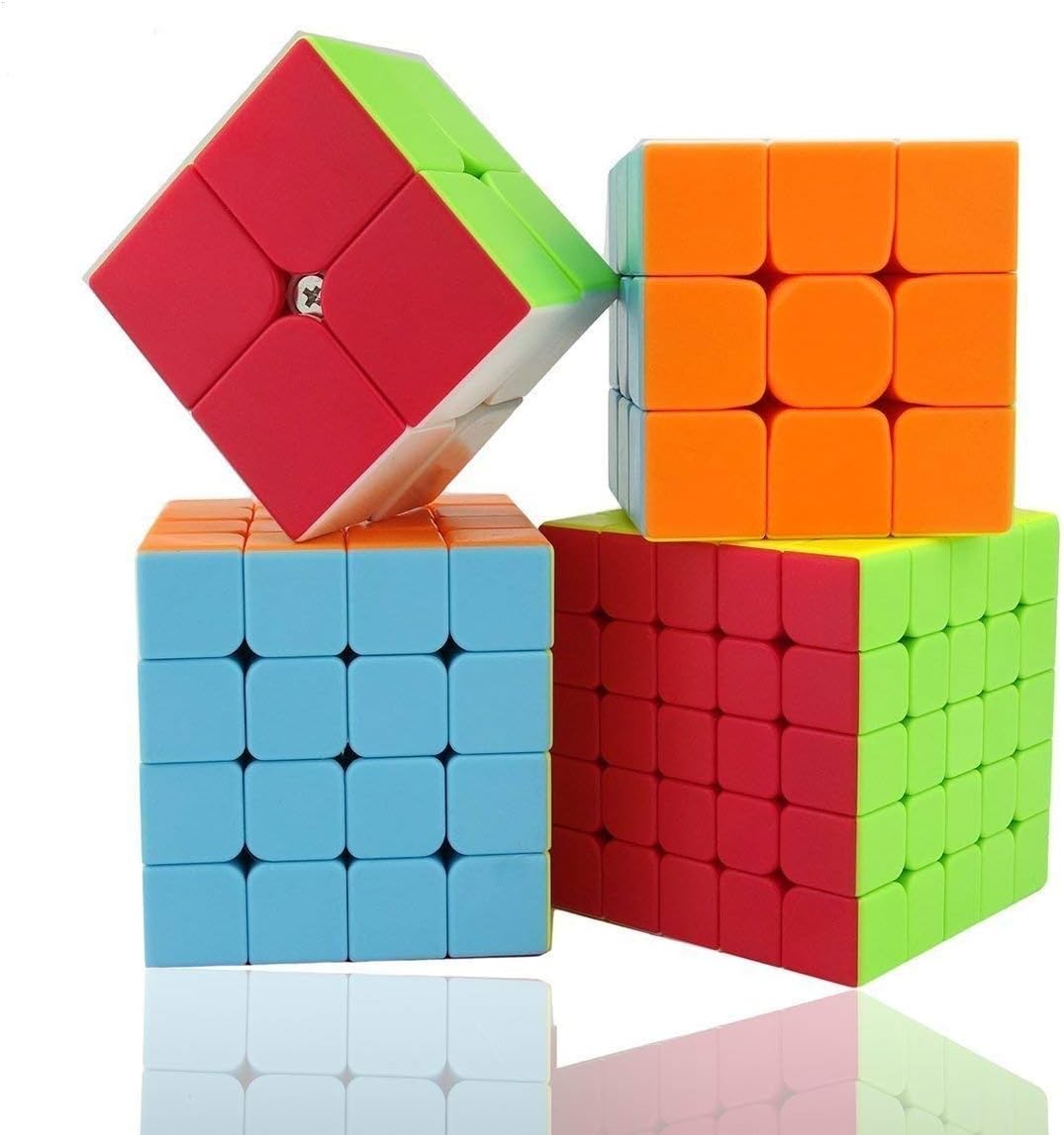 Stickerless Magic Cubes Puzzle Speed Cube Set Standard Color Smooth Sequential Toy Bundle Pack 2x2x2,3x3x3,4x4x4,5x5x5