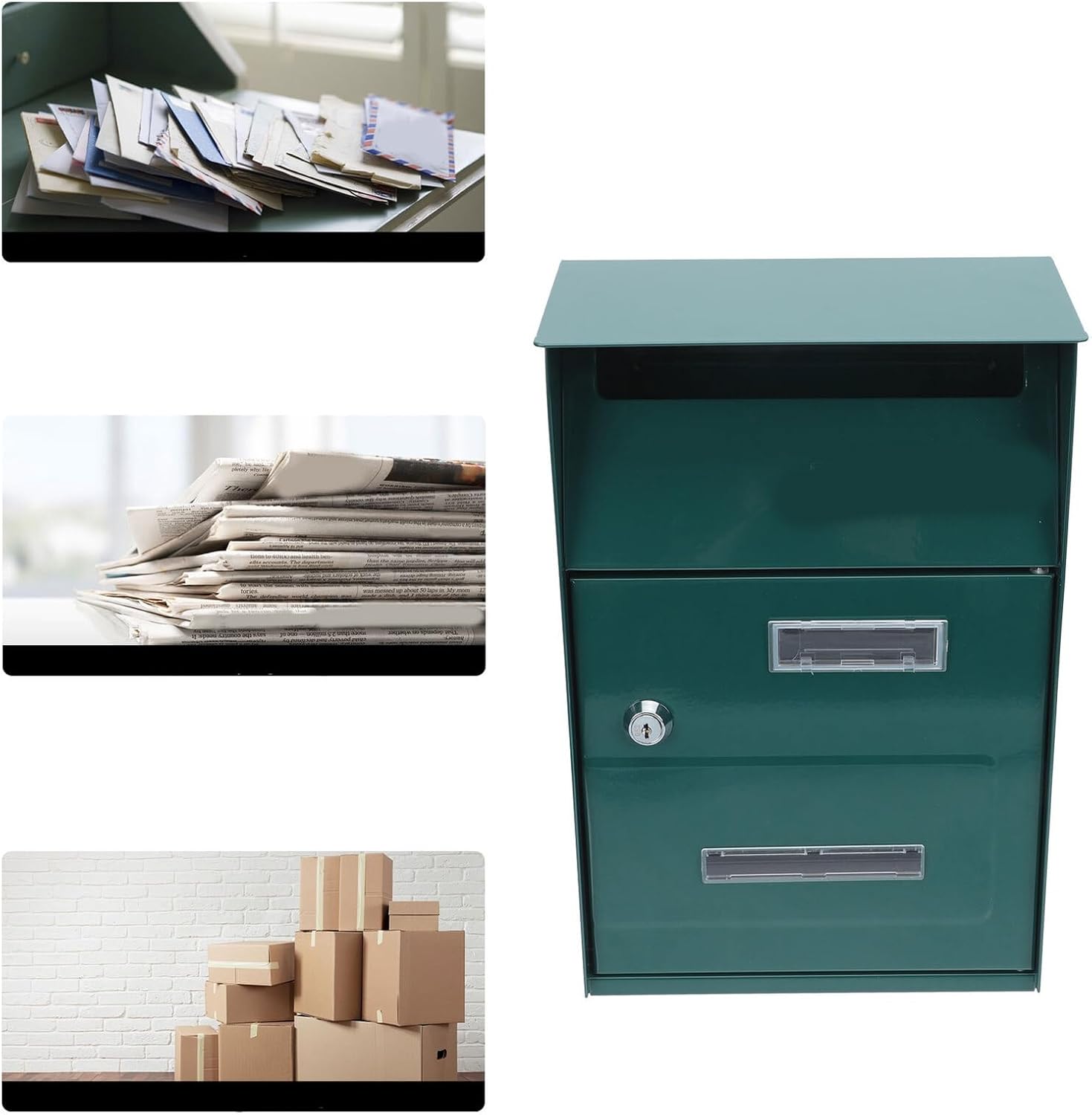 Wall Mount Letter Box Metal Mailbox with Lock Vintage Style Household Suggestion Box for Home Garden Outdoor Use Secure Mail Container for Letters and Complaints