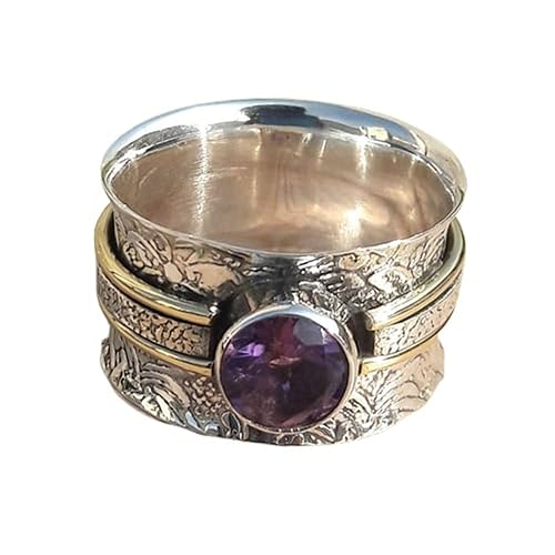 Natural Amethyst Spinner Ring, 925 Silver Ring, Spinner Ring, Meditation Ring, Fidget Ring, Yoga Ring, Spin Band, Spinner Ring For Women,
