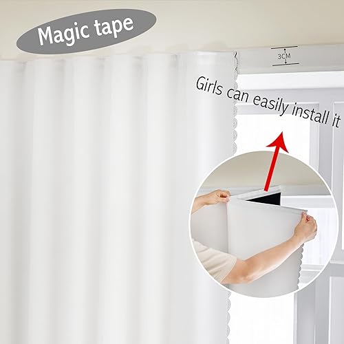 Miniatura 7 de Cinta mágica adhesiva en cortinas portátiles para ventanas, cortinas opacas para dormitorio, cortinas opacas térmicas, sin taladro, oscurecimiento