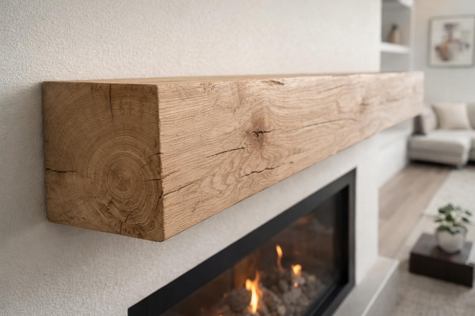 Trave da parete in rovere sostenibile, trave da parete sospese, in rovere massiccio, trave in rovere piallato per interni, viti incluse (100 cm)