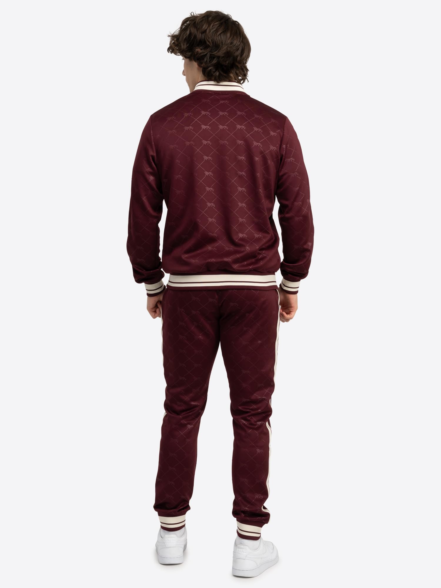 Lonsdale M?ski dres treningowy w?ski krój ASHWELL Oxblood/Ecru M, Oxblood/ecru, M