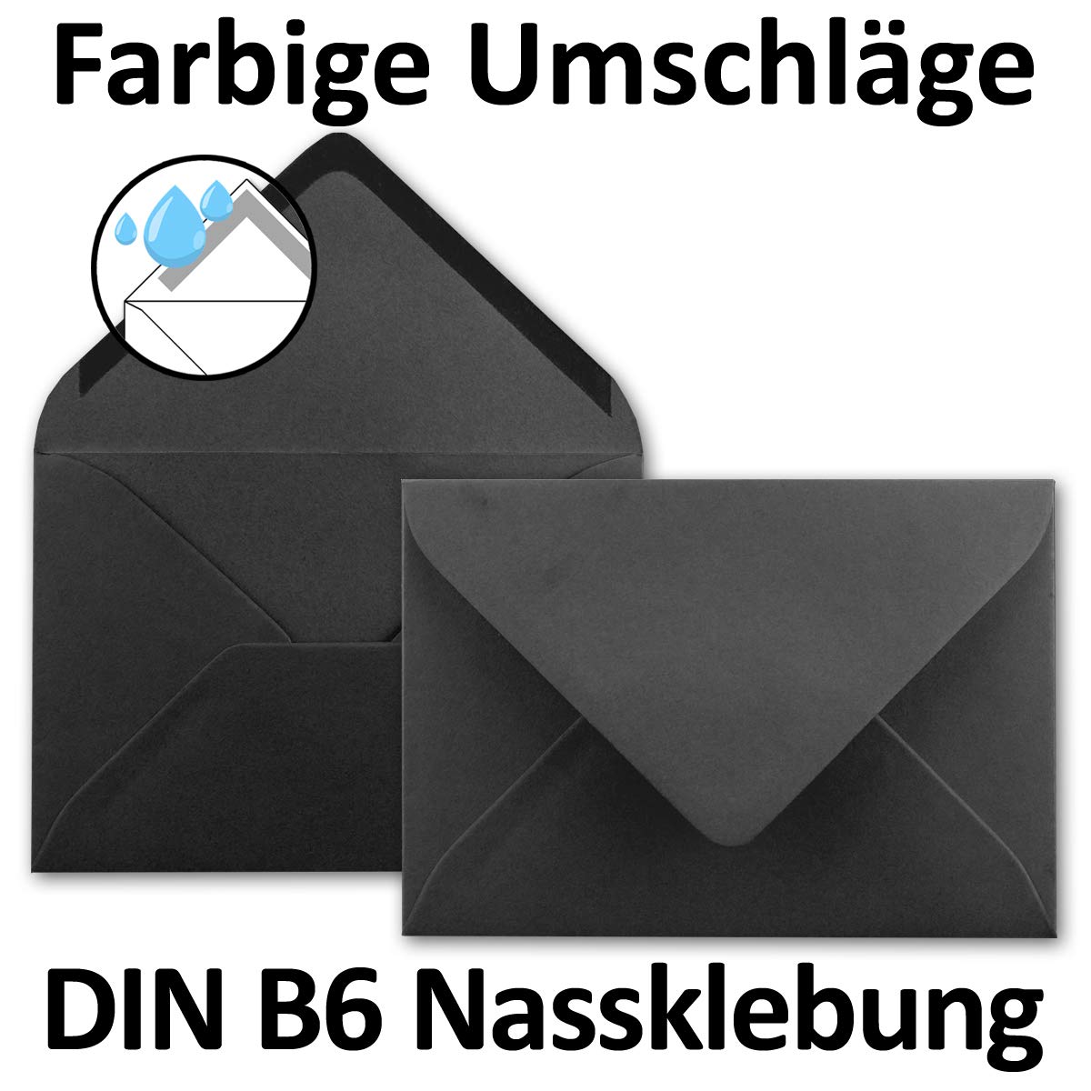 10x DIN B6 folding card set with envelopes in black - 120 x 170 mm - ideal for invitation cards, wedding, baptism, communion, confirmation - Brand: FarbenFroh - Image 4