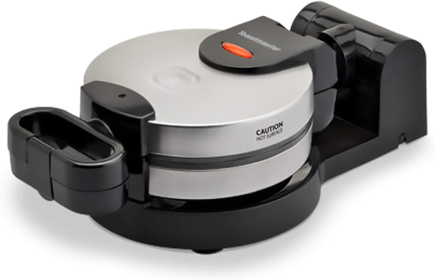 Toastmaster Round Rotating Waffle Maker rotated on its side