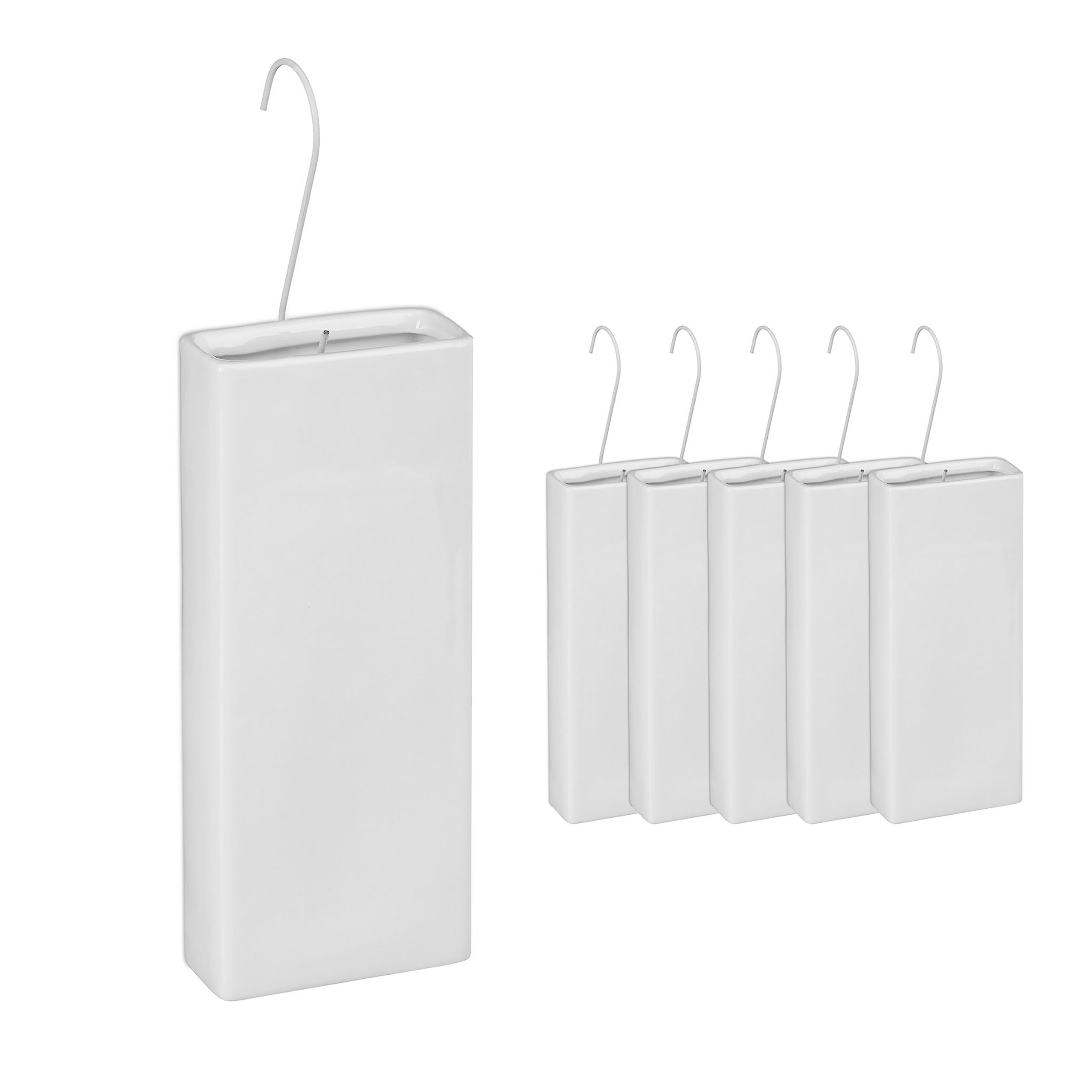 Humidificador Relaxdays para radiadores, set de 6, evaporador de agua, colgable, cerámica, blanco
