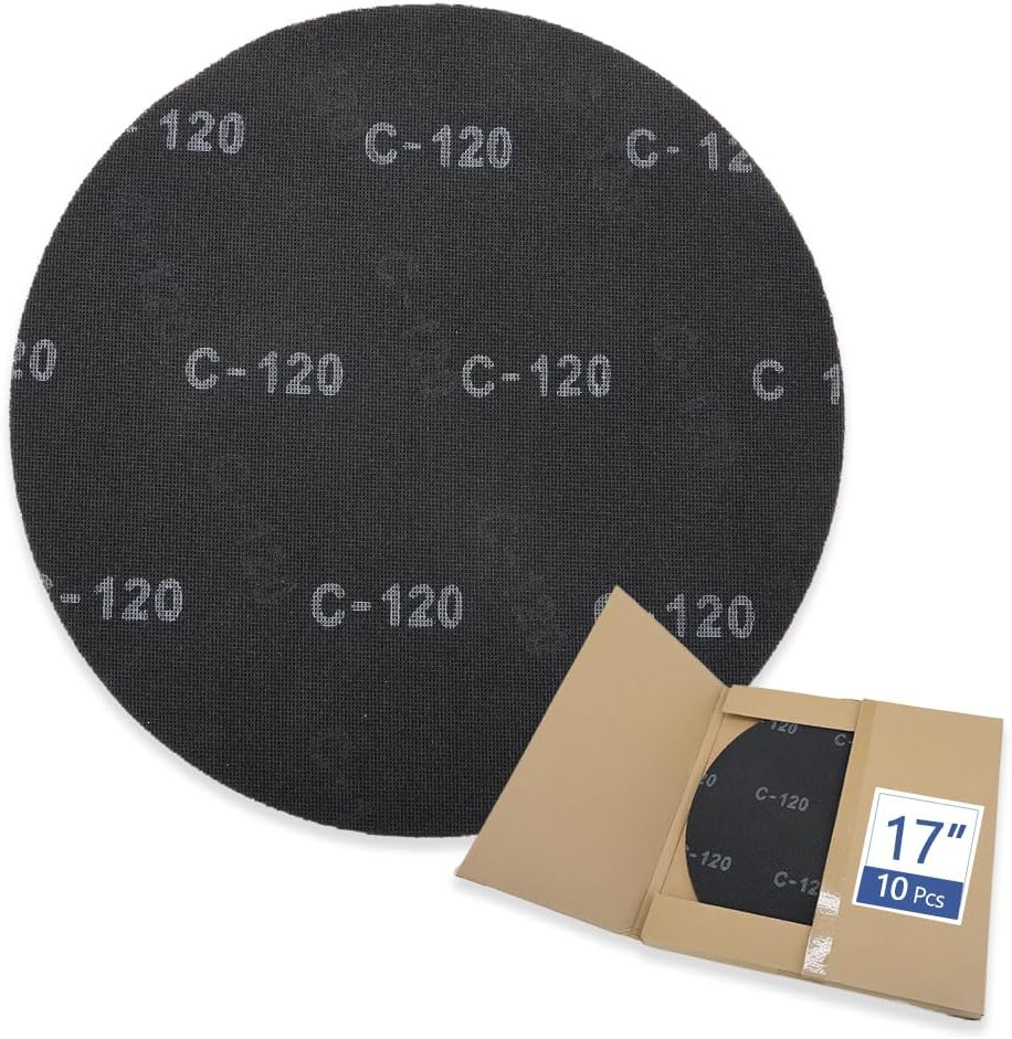 HUAALIUCHE 17" Sanding Screen Discs - Mesh Floor Sanding Screen - Black Silicon Carbide - for Wood Floors (10 Pack, 120 Grit)