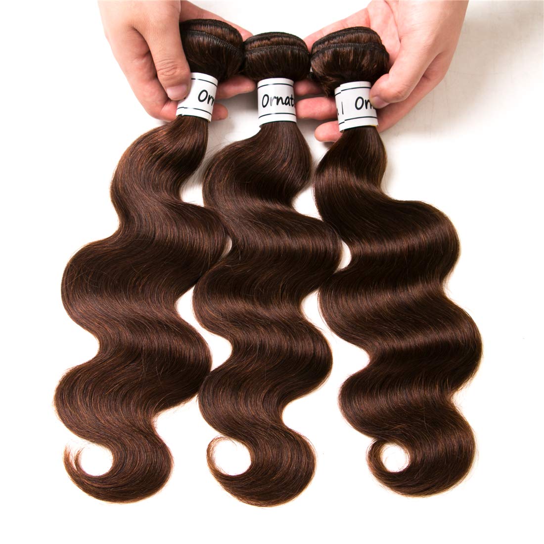 Chocolate Color Light Brown Body Wave Bundles Human Hair Brazilian Hair Extensions Sew In 9A Grade 100% Unprocessed Virgin Remy Human Hair Weave Extensions (Body 4#, 10 10 10)