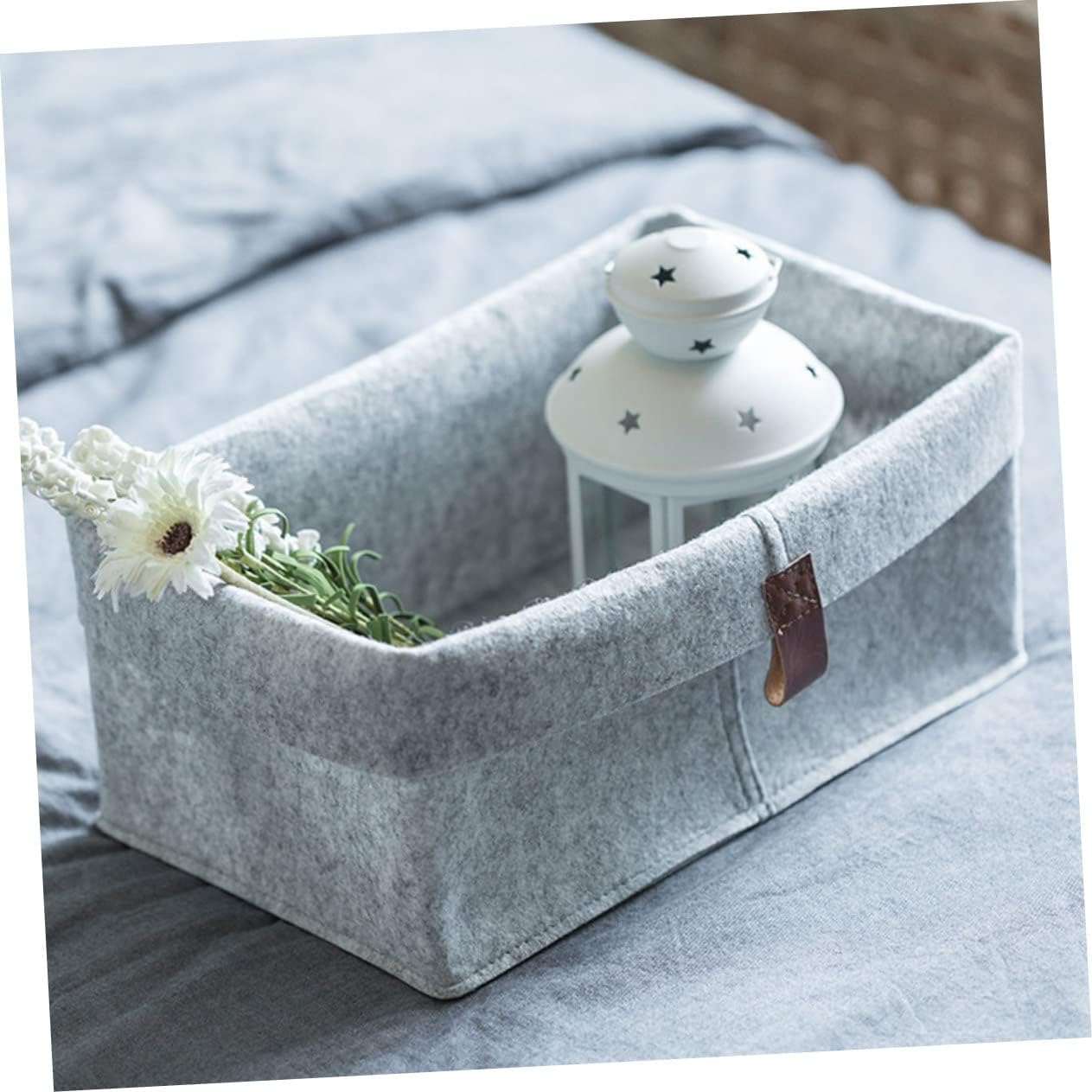 3pcs Desktop Felt Storage Basket Organizer for Home Use for Magazines Books and Sundries Sturdy Household Organizer