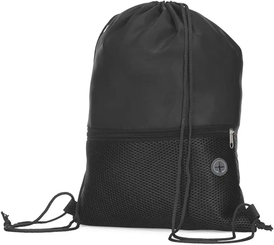 Mochila Saco Esportiva em Poliéster 210D Resistente, com Bolso Frontal com Zíper. Ideal para Academia, Viagem, Escola e Praia. Ultra Leve e Dobrável. Dimensões 43 x 32 cm.