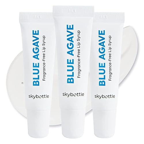 Skybottle Paquete de 3 jarabes de bálsamo labial de agave azul sin perfume, brillo labial altamente hidratante, certificado vegano, aceite de