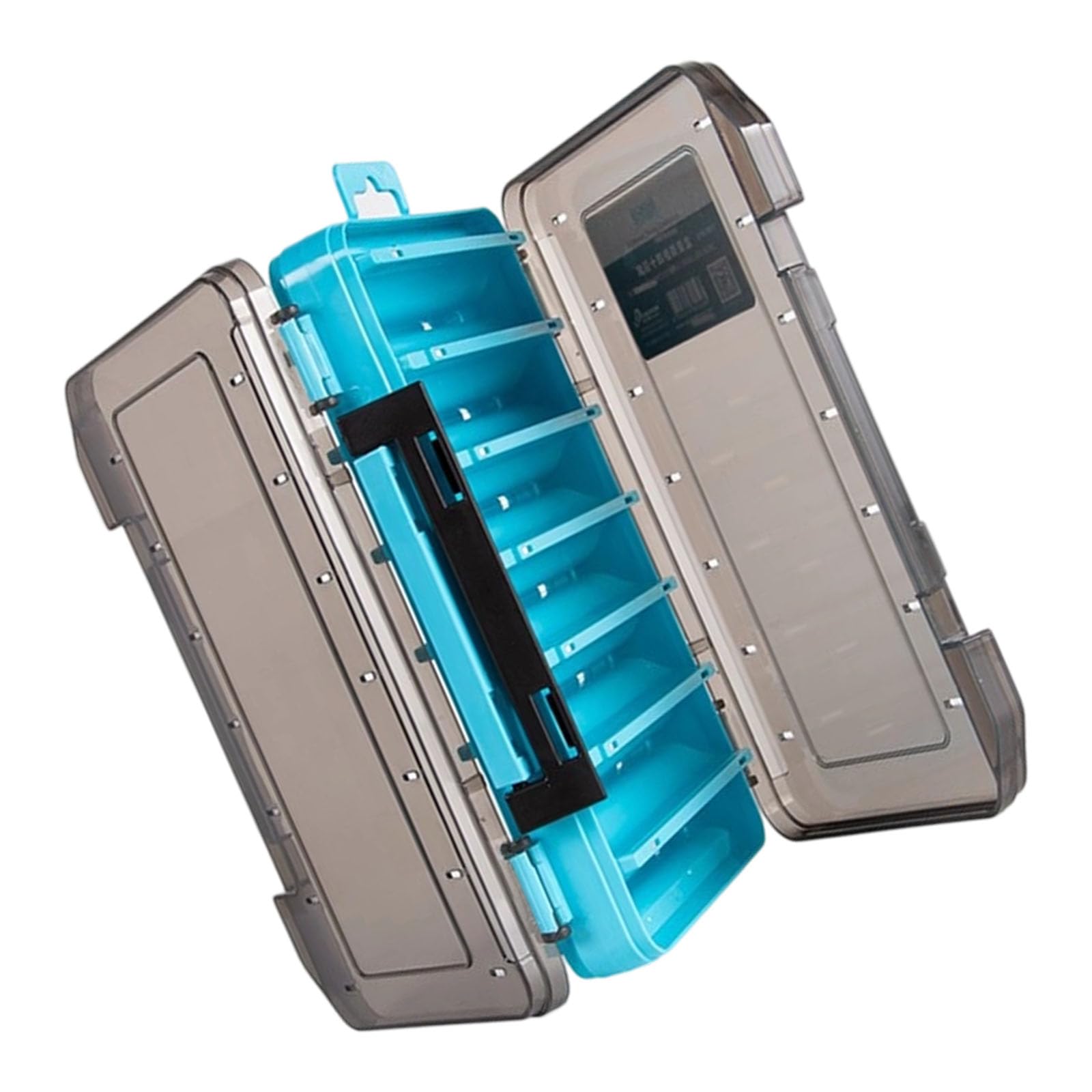 Qsvbeeqj Blue Double Side Fishing Lures Squid Baits Storage Container Case Multiple Compartment Tackle Box Space Saving Tool Case