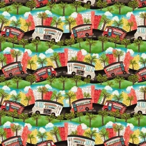 FlashPhoenix Quality Sewing Fabric – Novelty Artist License Food Truck Friday Cotton Fab Size; 36" x 44" by The Yard
