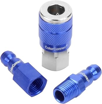 ColorConnex Coupler & Plug Kit, Automotive Type C, 1/4" NPT, Blue, 3-Piece - A72452C