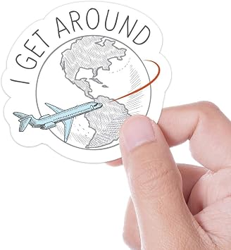 I Get Around Travel Sticker for Hydroflask, Jet Set Airplane Decal for Pilots, Travelers | World Travel Souvenir, Wanderlust Adventure Bumper Sticker