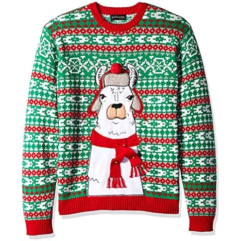 Blizzard Bay Men's Trapper Hat Scarf Llama Sweater, Green/red, Large Cover