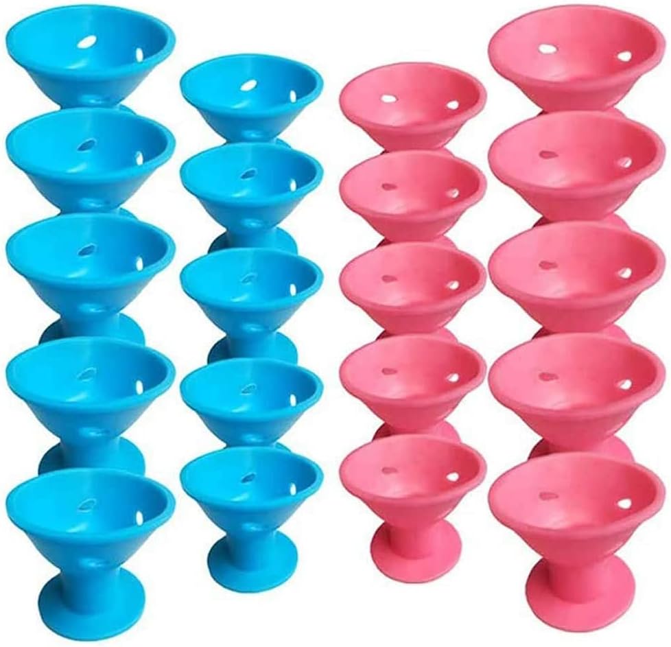 20 Packs Magic Hair Rollers, No Clip No Heat Silicone Curlers Hair Style Accessories. No Damage to Hair, Easy Styling Sleep In Hair Curlers Creative DIY Styling Tools (10 Blue, 10 Pink)