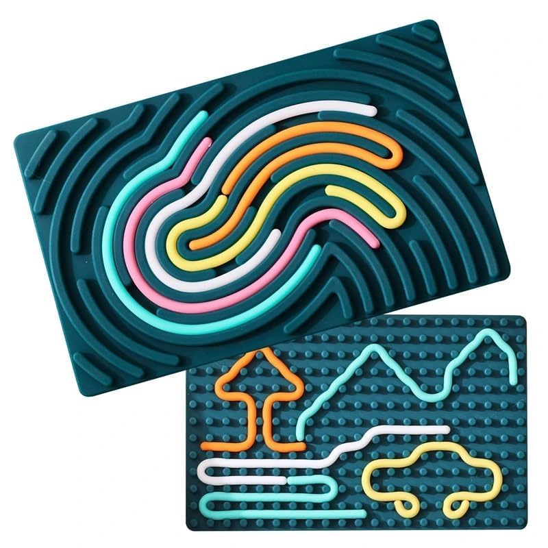 Image of Silicone Sensory Fidget Board Toy | Double-Sided Activity Board with Color Strings | Stress Relief, Focus & Calm Toy for Kids and Adults